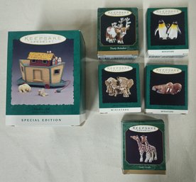 Assorted Boxed Hallmark Keepsake Miniature Noah's Ark Series Ornaments Partial Set Group- ~6 Pieces