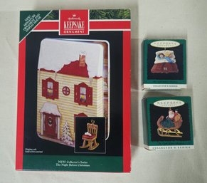 Boxed Hallmark Keepsake Miniature Collector's Series The Night Before Christmas Ornaments Group- ~3 Pieces