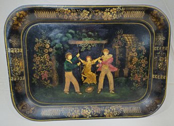 Toleware Hand Painted Metal Tray