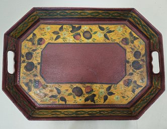 Toleware Hand Painted Octagonal Metal Tray