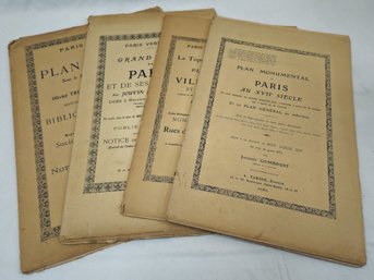 Assorted 1908 Authorized Reproductions Of Old Map Folios Of Paris Group- ~4 Pieces