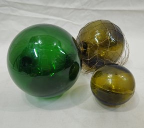 Assorted Glass Fishing Floats Group- ~3 Pieces