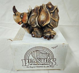 John Raya Beasties Of The Kingdom Rhino Figurine With Original Box