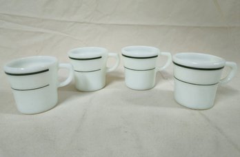 Pyrex Tableware Green Double Band Mugs Set Group- ~4 Pieces