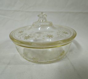 Pyrex Floral Etched Clear Glass Covered Casserole