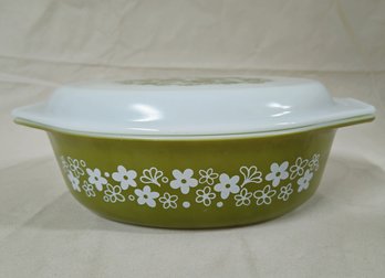 Pyrex Spring Blossom Green 2 1/2qt. Oval Casserole With Lid