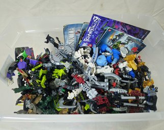 Assorted Lego Bionicle & Hero Factory Misc. Bulk Parts, Pieces, & Manuals Group- ~10Lbs.