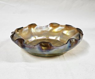 Louis Comfort Tiffany Favrile Art Glass Bowl Dish Signed L.C.T.
