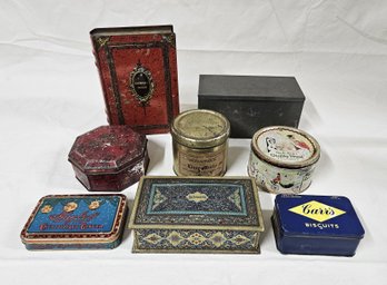 Assorted Confectionary, Candy, & Cookie Advertising Tins Group- ~8 Pieces