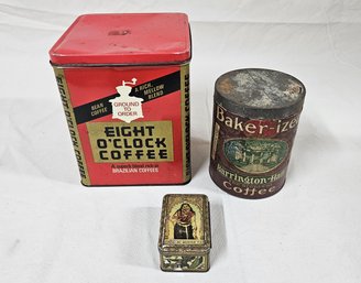 Assorted Coffee & Tea Advertising Tins Group- ~3 Pieces