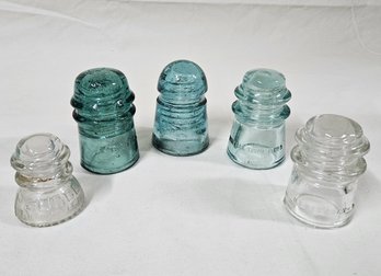 Assorted Embossed Pony Telegraph/Telephone Glass Insulators Group- ~5 Pieces