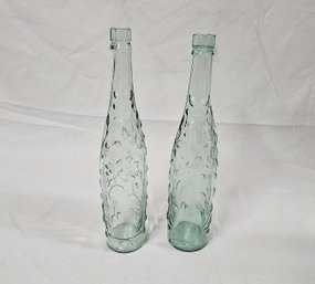 19th Century L. Rose & Co. Lime Juice Embossed Aqua Glass Bottles Group- ~ 2 Pieces