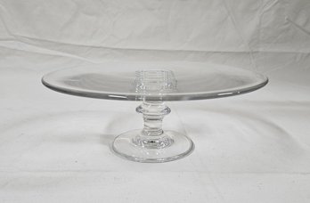 Mid-Century Val St. Lambert State Plain Crystal Glass Cake Stand Signed