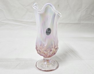 1997 Fenton Champagne Satin Handkerchief Vase Signed