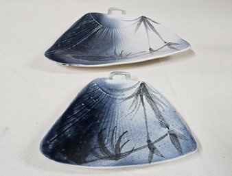 Ann Elizabeth Studio Art Pottery Fan Dishes Set- ~2 Pieces