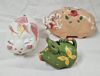 Assorted Ceramic Piggy Banks Group- ~3 Pieces