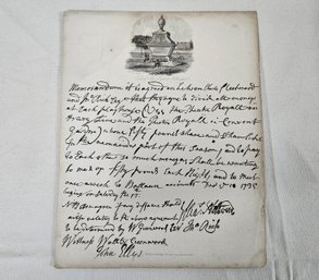 1735 English Handwritten Memorandum Document Charles Fleetwood & John Rich Theatre Royal London
