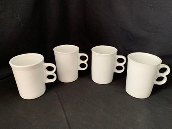 Bennington Potters Pottery Satin White Trigger Mugs Set- ~4 Pieces