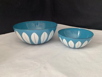 Mid-Century Cathrineholm Lotus Turquoise Bowls Group- ~2 Pieces