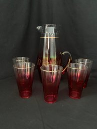 Mid-Century Blendo Cranberry 6-Piece Beverage Set