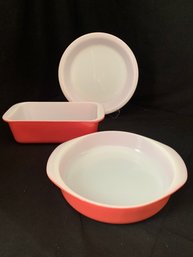 Assorted Pyrex Flamingo Bakeware Group- ~3 Pieces