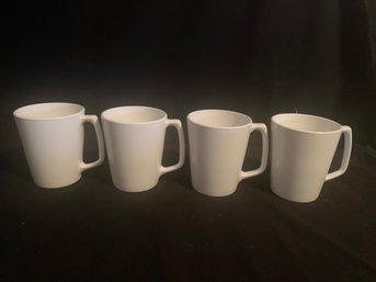 Centura By Corning White D-Handle Mugs Set- ~4 Pieces