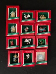 Assorted Boxed 1989 Hallmark Keepsake Miniature Ornaments Group- ~12 Pieces
