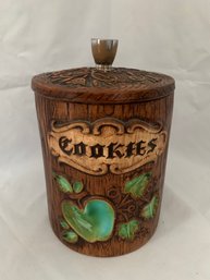 Treasure Craft Ceramic Tree Trunk Wood Grain Apple Cookie Jar