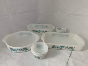 Assorted Fire King Blue Heaven Ovenware Group- ~7 Pieces