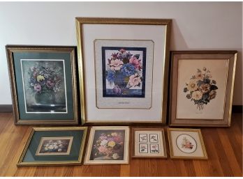 Group Of Framed Floral Art Prints- 7 Pieces