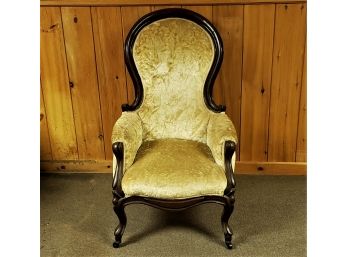 Antique Victorian Walnut Balloon Back Upholstered Parlor Armchair