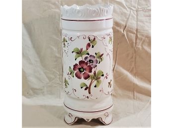 Vintage Ceramic Hand Painted Umbrella Stand Made In Portugal