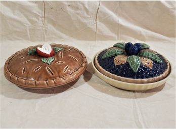 Decorative Ceramic Covered Pie Plates (2)
