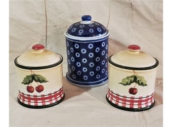 Assorted Contemporary Ceramic Canister Jars (3)