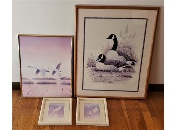 Group Of Framed Waterfowl Wall Art Prints- 4 Pieces