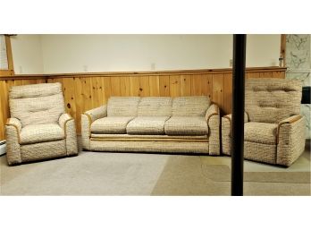 Super Sagless Living Room Set Sleep Sofa & 2 Recliners
