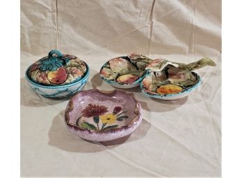 Assorted Vintage Decorative Made In Italy Art Pottery- 3 Pieces