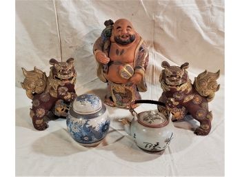 Assortment Of Vintage Kutani Pottery/Porcelain/Ceramic Figures & Others- 5 Pieces