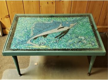 A Vintage Sailfish Glass Frit Top Coffee Table