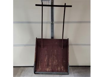 Antique Red Painted Wood Snow Scoop Shovel