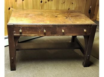 Antique Limbert's Arts & Crafts Furniture Oak Double Drawer Library Table
