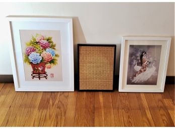 Group Of Asian Themed Framed Wall Art Accents & Prints- 3 Pieces