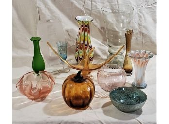 Assorted Vintage Mid Century & Other Art Glass- 12 Pieces