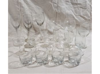 Assortment Of Misc. Clear Glass Stemware Glasses And Tumblers- 19 Pieces