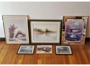 Group Of Framed Landscape Art Prints- 6 Pieces