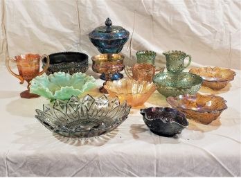 Assorted Antique & Vintage Carnival Glassware- 14 Pieces