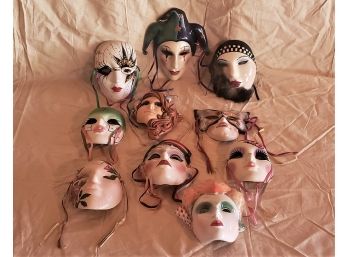 Vintage Ceramic Decorative Masks- 10 Pieces