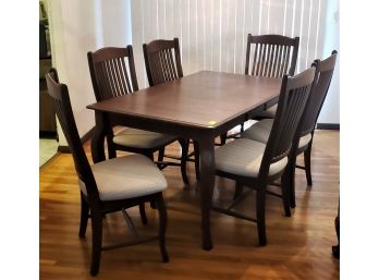 Canadel Dark Stained Wood Dining Table & Leaf With Seating For 6 Made In Canada