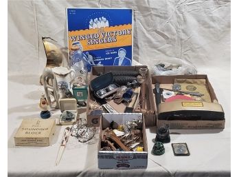 Assorted Antique & Vintage Junk Drawer Collectible Smalls