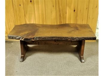 A Vintage Stained Live Edge Wood Coffee Table